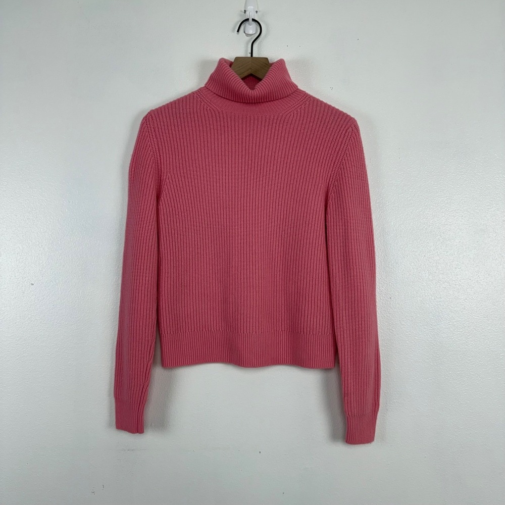 A.L.C. Turtleneck Sweater Womens S Pink Lambswool Cashmere Ribbed Knit Chunky